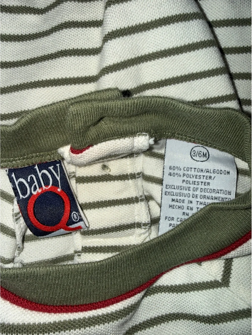 Vintage baby Q Prehistoric Pal Dinosaur Striped Baby Onesie 3-6M